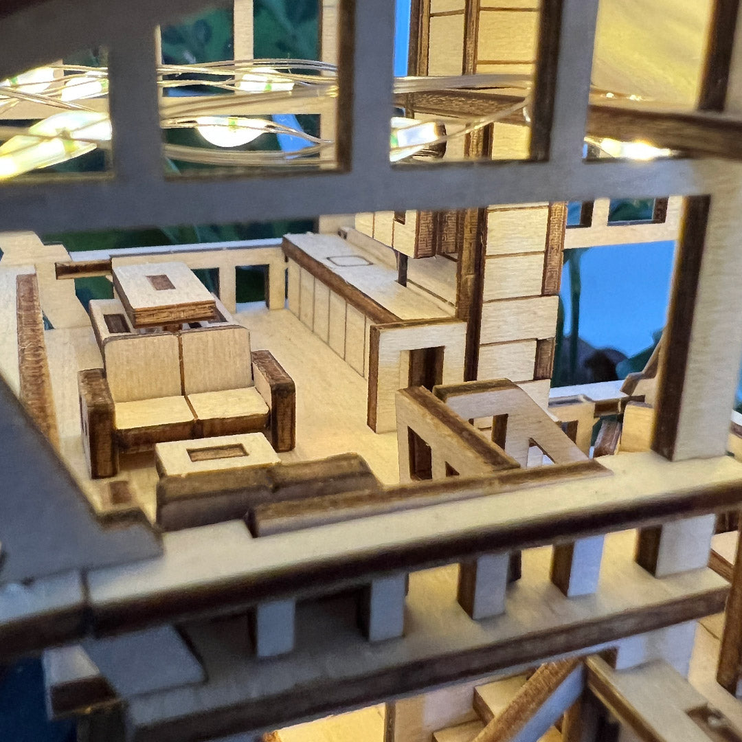 Tiny Treehouses - Cabane Miniature Tropical Lookout 1:100 - Kit Modélisme Bois Avec LED
